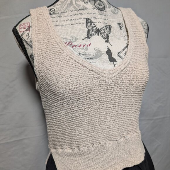 Elan Women's Two Tone‎ Beige Knit Top Black Skirt Sleeveless Dress Size Medium - Picture 2 of 7